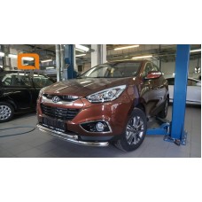 Защита переднего бампера Hyundai IX-35 (2009-2015) (двойная) d60/60