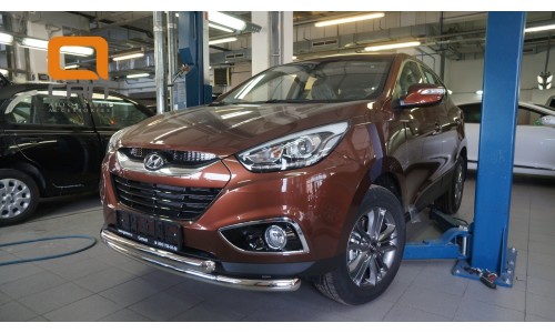 Защита переднего бампера Hyundai IX-35 (2009-2015) (двойная) d60/60 на Hyundai IX35 (2009-2015) 