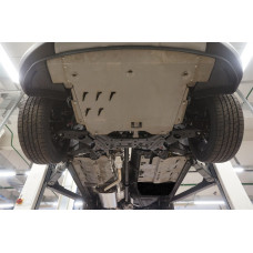Защита днища Hyundai Santa Fe (Хёндай Санта Фе) V-все (2012-2015-) 3 части (Алюминий 4 мм)