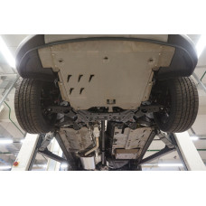 Защита днища Hyundai Santa Fe (Хёндай Санта Фе) V-все (2012-2015-) 4 части, на а/м без бок. Подножек