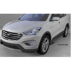Пороги алюминиевые (Corund Silver) Hyundai Grand Santa Fe (2013-)