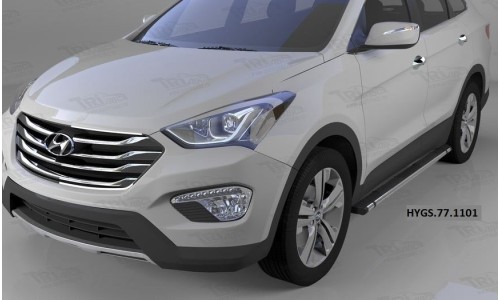 Пороги алюминиевые (Emerald Black) Hyundai Grand Santa Fe (2013-) на Hyundai Santa Fe Grand (2016-) 