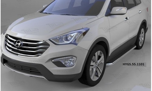 Пороги алюминиевые (Ring) Hyundai Grand Santa Fe (2013-) на Hyundai Santa Fe Grand (2016-) 
