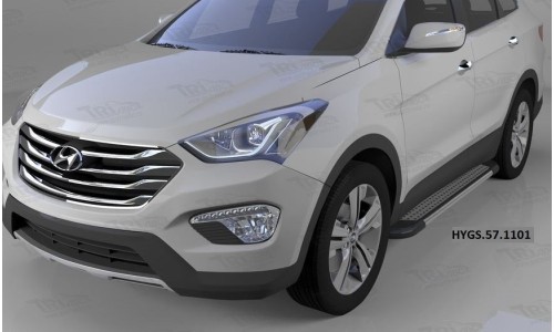 Пороги алюминиевые (Topaz) Hyundai Grand Santa Fe (2013-) на Hyundai Santa Fe Grand (2016-) 