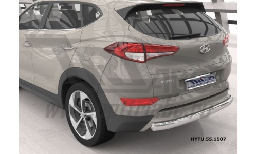 Защита заднего бампера Hyundai Tucson (2015-) (одинарная) овал, короткая d75х42 кроме High-tech* на Hyundai Tucson (2015-2018) 