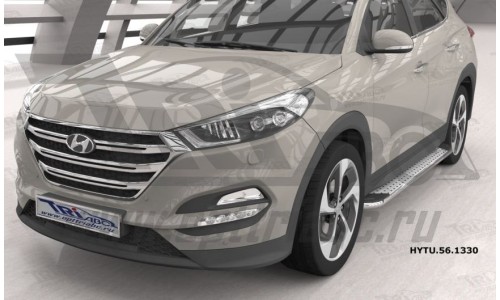 Пороги алюминиевые (Opal) Hyundai Tucson (2015-) / Kia Sportage (2016-) на Hyundai Tucson (2015-2018) 