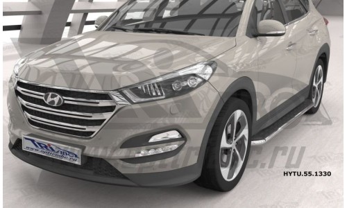 Пороги алюминиевые (Ring) Hyundai Tucson (2015-) / Kia Sportage (2016-) на Hyundai Tucson (2015-2018) 