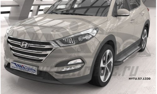 Пороги алюминиевые (Topaz) Hyundai Tucson (2015-) / Kia Sportage (2016-) на Hyundai Tucson (2015-2018) 