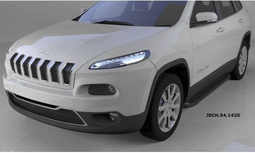 Пороги алюминиевые (Sapphire Black) Jeep Cherokee (2014-) на Jeep Cherokee (2014-) 