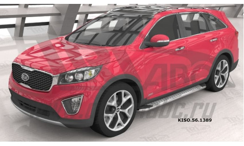 Пороги алюминиевые (Opal) Kia Sorento Prime (Киа Соренто) (2015-) на Kia Sorento Prime (2015-2018) 