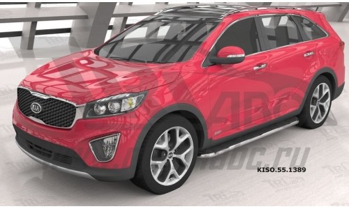 Пороги алюминиевые (Ring) Kia Sorento Prime (Киа Соренто) (2015-) на Kia Sorento Prime (2015-2018) 