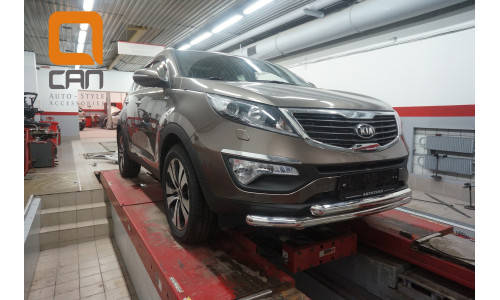 Защита переднего бампера Kia Sportage (Киа Спортаж) (2010-2016) (двойная) d 60/60* на Kia Sportage (2010-2013) 