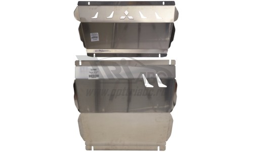 Защита радиатора и картера Mitsubishi L-200, V-все; КПП-все (2015-) из 2 частей(Алюминий 4 мм) на Mitsubishi L200 (2015-2019) 