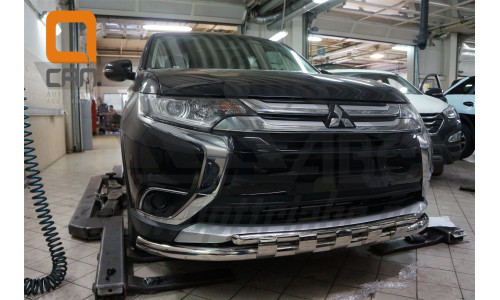 Защита переднего бампера Mitsubishi Outlander (2015-) (Shark) d 60/42 на Mitsubishi Outlander (2015-) 