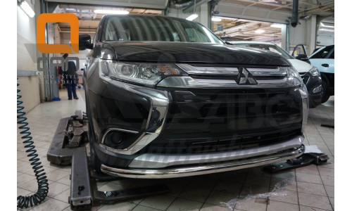 Защита переднего бампера Mitsubishi Outlander (2015-) (одинарная) d 60 на Mitsubishi Outlander (2015-) 