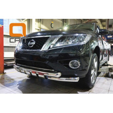 Защита переднего бампера Nissan Pathfinder (2014-) (Shark) d76/76