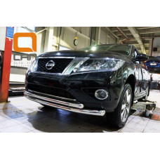 Защита переднего бампера Nissan Pathfinder (2014-) (двойная) d 76/60