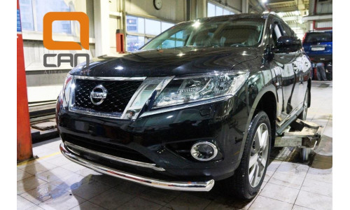 Защита переднего бампера Nissan Pathfinder (2014-) (одинарная) d 76 на Nissan Pathfinder (2014-) 