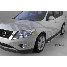 Пороги алюминиевые (Brillant) Nissan Pathfinder (2014-) (серебр)