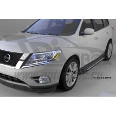 Пороги алюминиевые (Corund Silver) Nissan Pathfinder (2014-)