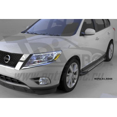 Пороги алюминиевые (Sapphire Silver) Nissan Pathfinder (2014-)