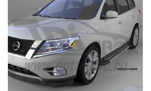 Пороги алюминиевые (Topaz) Nissan Pathfinder (2014-) на Nissan Pathfinder (2014-) 