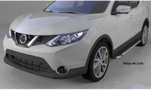 Пороги алюминиевые (Brillant) Nissan Qashqai (Ниссан Кашкай) (2014-) (черн/нерж) на Nissan Qashqai (2014-) 