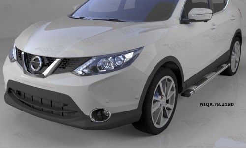 Пороги алюминиевые (Emerald silver ) Nissan Qashqai (Ниссан Кашкай) (2014-) на Nissan Qashqai (2014-) 