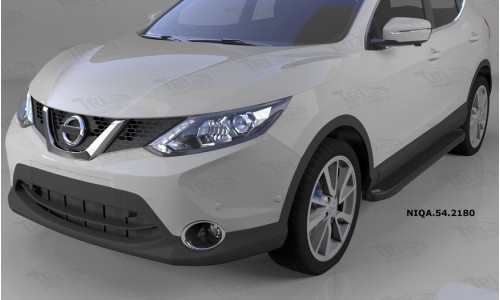 Пороги алюминиевые (Sapphire Black) Nissan Qashqai (Ниссан Кашкай) (2014-) на Nissan Qashqai (2014-) 