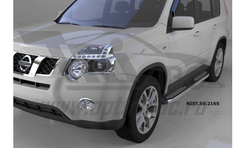 Пороги алюминиевые (Zirkon) Nissan X-Trail (Ниссан Икстрейл) (2007-2010-2014) на Nissan X-Trail T31 (2007-2010) 