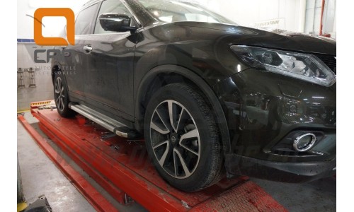 Пороги алюминиевые (Brillant) Nissan X-Trail (2014-) (серебр) на Nissan X-Trail T31 (2011-2014) 