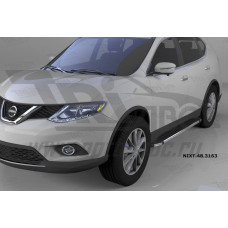 Пороги алюминиевые (Brillant) Nissan X-Trail (2014-) (черн/нерж)