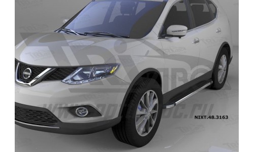 Пороги алюминиевые (Brillant) Nissan X-Trail (2014-) (черн/нерж) на Nissan X-Trail T31 (2011-2014) 