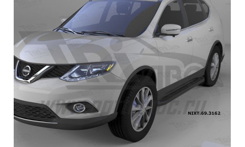 Пороги алюминиевые (Corund Black) Nissan X-Trail (2014-) на Nissan X-Trail T31 (2011-2014) 