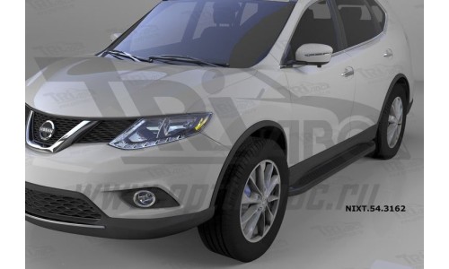 Пороги алюминиевые (Sapphire Black) Nissan X-Trail (2014-) на Nissan X-Trail T31 (2011-2014) 
