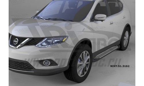 Пороги алюминиевые (Sapphire Silver) Nissan X-Trail (2014-) на Nissan X-Trail T31 (2011-2014) 