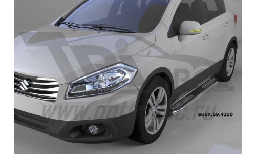Пороги алюминиевые (Zirkon) Suzuki Sх4 (2014-) на Suzuki SX4 (2014-) 