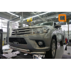 Защита переднего бампера Toyota Hilux (2015-) (двойная) d76/60