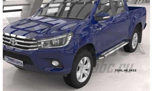 Пороги алюминиевые (Brillant) Toyota HiLux (2015-) (серебр) на Toyota Hilux Revo (2015-) 