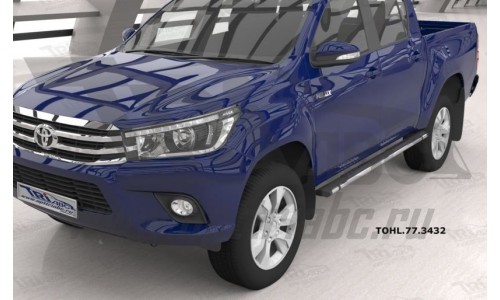 Пороги алюминиевые (Emerald Black) Toyota HiLux (2015-) на Toyota Hilux Revo (2015-) 