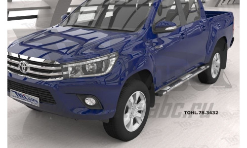 Пороги алюминиевые (Emerald silver ) Toyota HiLux (2015-) на Toyota Hilux Revo (2015-) 