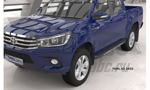 Пороги алюминиевые (Onyx) Toyota HiLux (2015-) на Toyota Hilux Revo (2015-) 