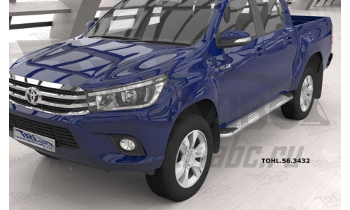 Пороги алюминиевые (Opal) Toyota HiLux (2015-) на Toyota Hilux Revo (2015-) 