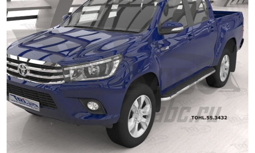 Пороги алюминиевые (Ring) Toyota HiLux (2015-) на Toyota Hilux Revo (2015-) 