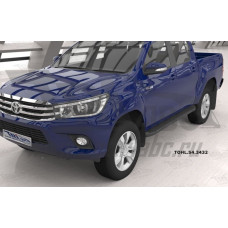 Пороги алюминиевые (Sapphire Black) Toyota HiLux (2015-)