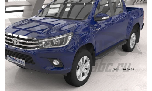 Пороги алюминиевые (Sapphire Black) Toyota HiLux (2015-) на Toyota Hilux Revo (2015-) 