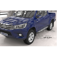 Пороги алюминиевые (Sapphire Silver) Toyota HiLux (2015-)