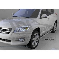 Пороги алюминиевые (Brillant) Toyota RAV4 (Тойота РАВ4) (короткая база) (2006-2013) (серебр)