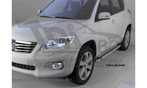 Пороги алюминиевые (Brillant) Toyota RAV4 (Тойота РАВ4) (короткая база) (2006-2013) (серебр) на Toyota Rav4 (2006-2010) 