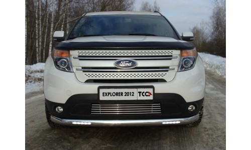 Защита передняя длинная (овальная (с ходовыми огнями)) 75х42 мм код FOREXPL12-19 на Ford Explorer (2011-2015) 